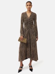 Jigsaw Gold Sparkle Jersey V-Neck Dress - Image 1 of 6