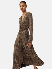 Jigsaw Gold Sparkle Jersey V-Neck Dress - Image 3 of 6