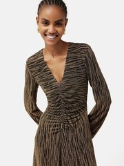 Jigsaw Gold Sparkle Jersey V-Neck Dress - Image 5 of 6