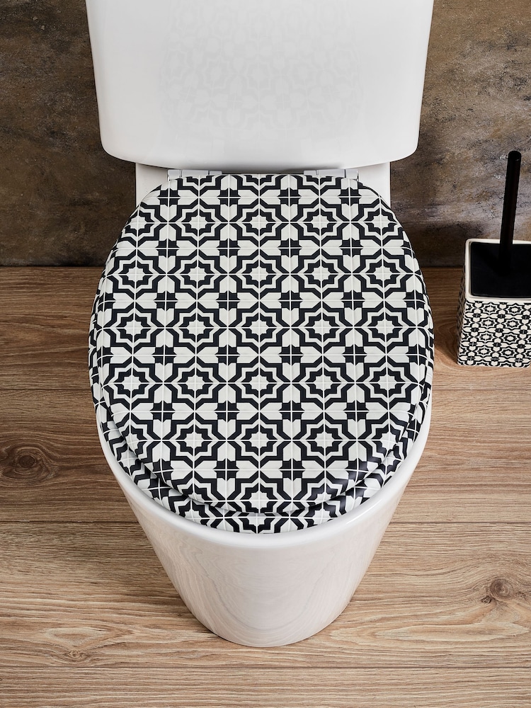 Monochrome Geo Toilet Seat - Image 1 of 3
