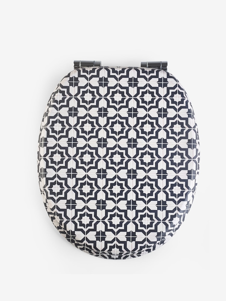 Monochrome Geo Toilet Seat - Image 2 of 3