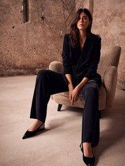 Mint Velvet Black Velvet Wide Trousers - Image 2 of 4