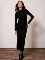 Mint Velvet Velvet Devoré Midi Dress - Изображение 1 из 4