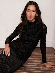 Mint Velvet Velvet Devoré Midi Dress - Изображение 2 из 4