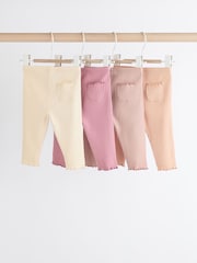 Pink Ribbed Baby Leggings 4 Pack (0mths-2yrs) - Image 1 of 6