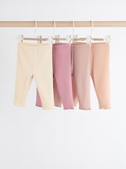 Pink Ribbed Baby Leggings 4 Pack (0mths-2yrs) - Image 2 of 6