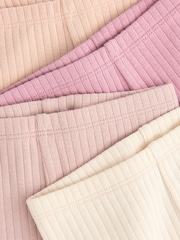Pink Ribbed Baby Leggings 4 Pack (0mths-2yrs) - Image 4 of 6