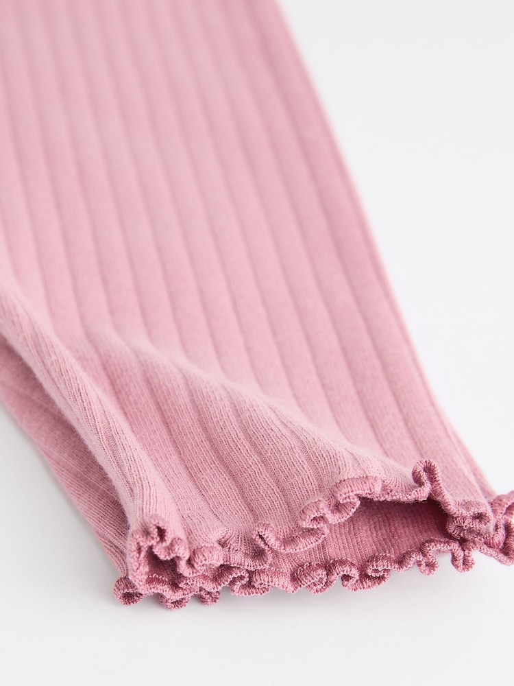 Pink Ribbed Baby Leggings 4 Pack (0mths-2yrs) - Image 6 of 6