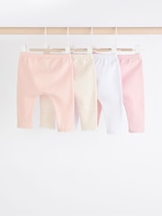 White/Pink Baby Leggings 4 Pack (0mths-2yrs) - Image 2 of 10