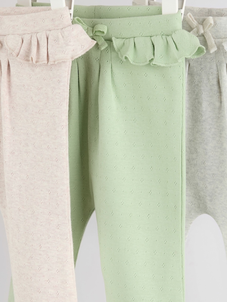 Salbeigrün/Pointelle - Baby-Leggings aus 100 % Baumwolle im 3er-Pack - Bild 2 von 5