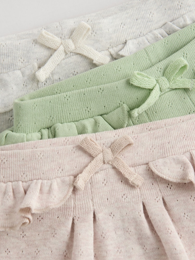 Sage Green Pointelle Baby 100% Cotton Leggings 3 Pack - Image 3 of 5