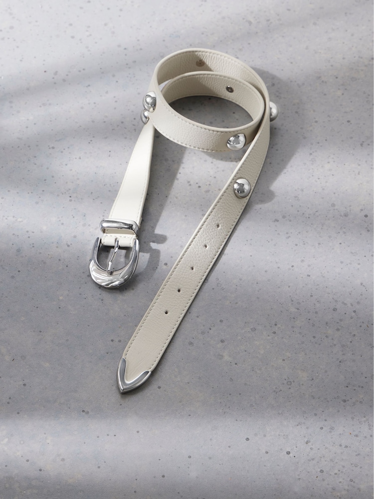 Mint Velvet Cream Statement Leather Belt - Image 2 of 2