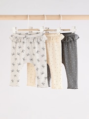 Grey Bow Print Baby Leggings 3 Pack - Image 1 of 11