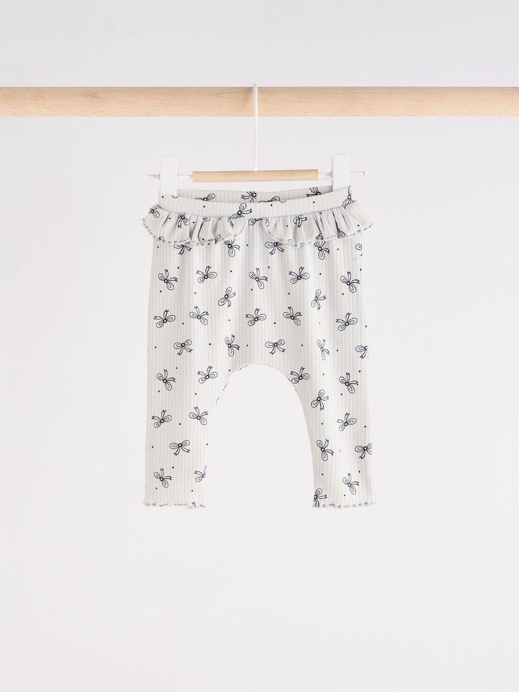 Grey Bow Print Baby Leggings 3 Pack - Image 2 of 11