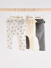 Grey Bow Print Baby Leggings 3 Pack - Image 5 of 11