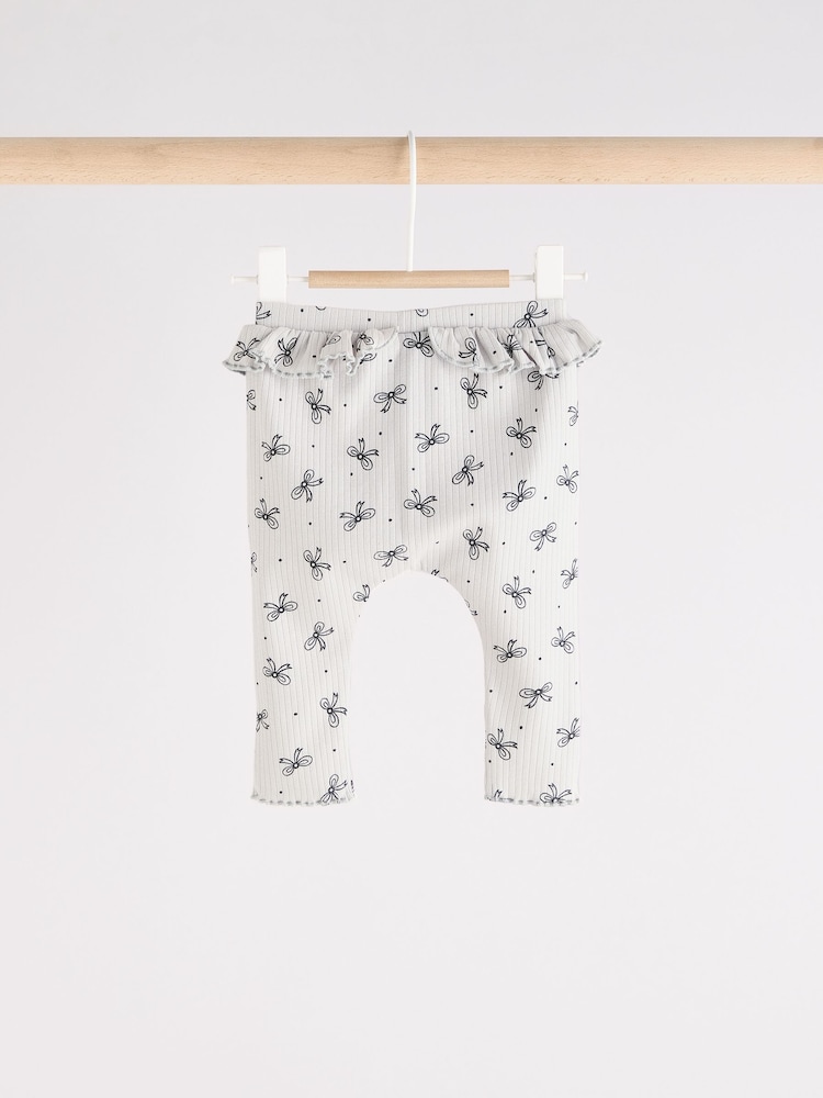 Grey Bow Print Baby Leggings 3 Pack - Image 6 of 11
