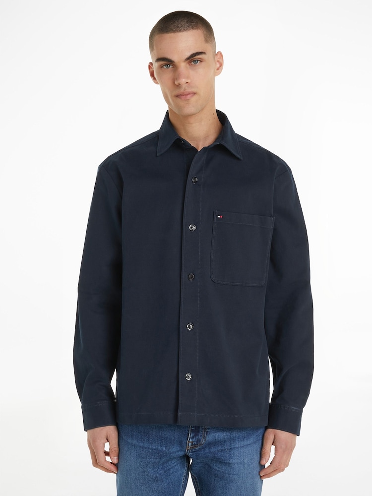 Tommy Hilfiger Blue Solid Bedford Overshirt - Image 1 of 6