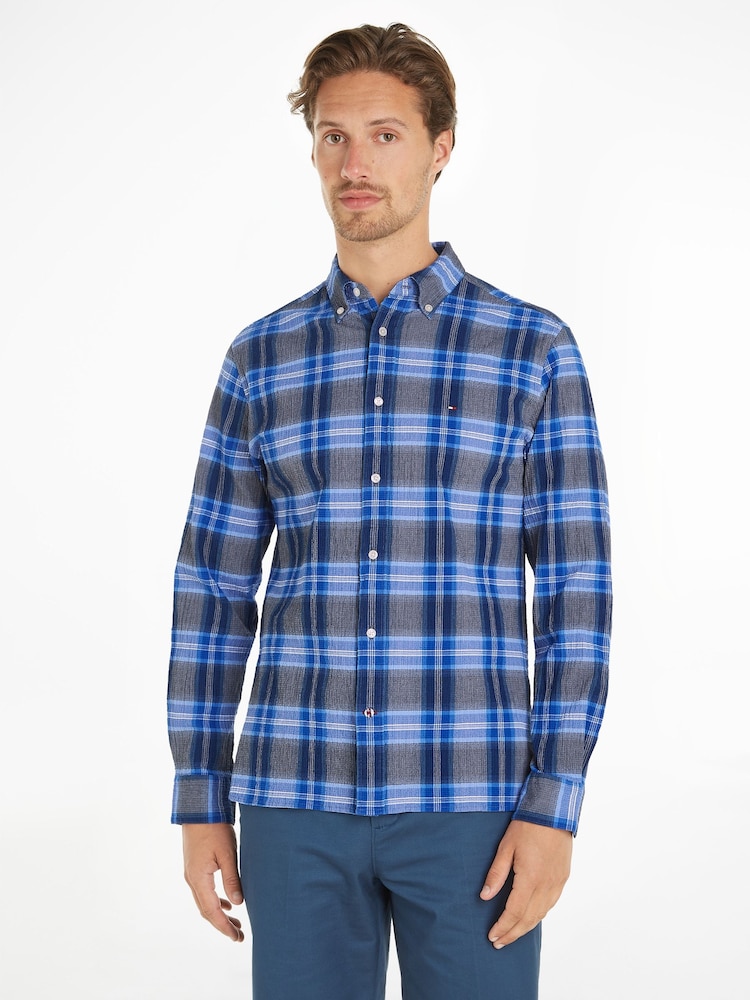 Tommy Hilfiger Blue Tartan Shirt - Image 1 of 6 Tommy Hilfiger Blue Tartan Shirt - Image 1 of 6
