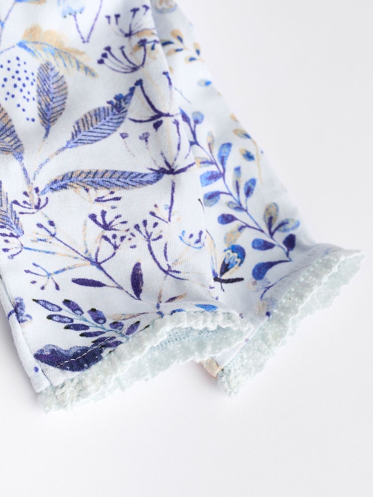 White/Blue Embroidered 2 Piece Baby Woven Blouse & Leggings Set - Image 12 of 12