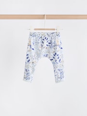 White/Blue Embroidered 2 Piece Baby Woven Blouse & Leggings Set - Image 3 of 12