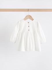 White/Blue Embroidered 2 Piece Baby Woven Blouse & Leggings Set - Image 5 of 12