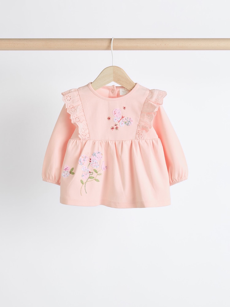 Pink Floral Baby Long Sleeve Top and Leggings Set - Image 6 of 11