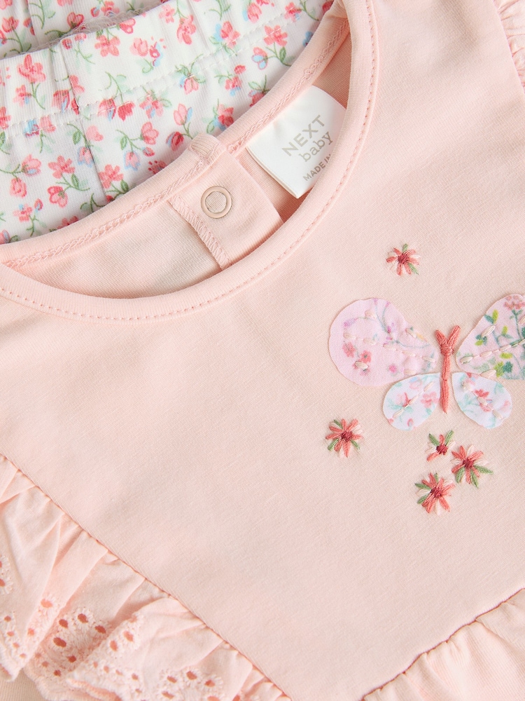 Pink Floral Baby Long Sleeve Top and Leggings Set - Image 9 of 11