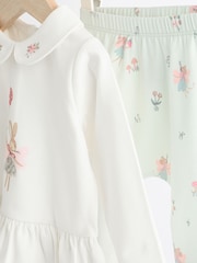 Ecru/zelenomodra zelena Bunny - Otroški zgornji del z dolgimi rokavi in nogavice Set - Slika 7 iz 11