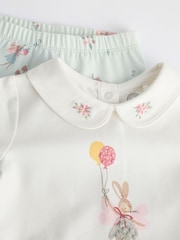 Ecru/zelenomodra zelena Bunny - Otroški zgornji del z dolgimi rokavi in nogavice Set - Slika 8 iz 11