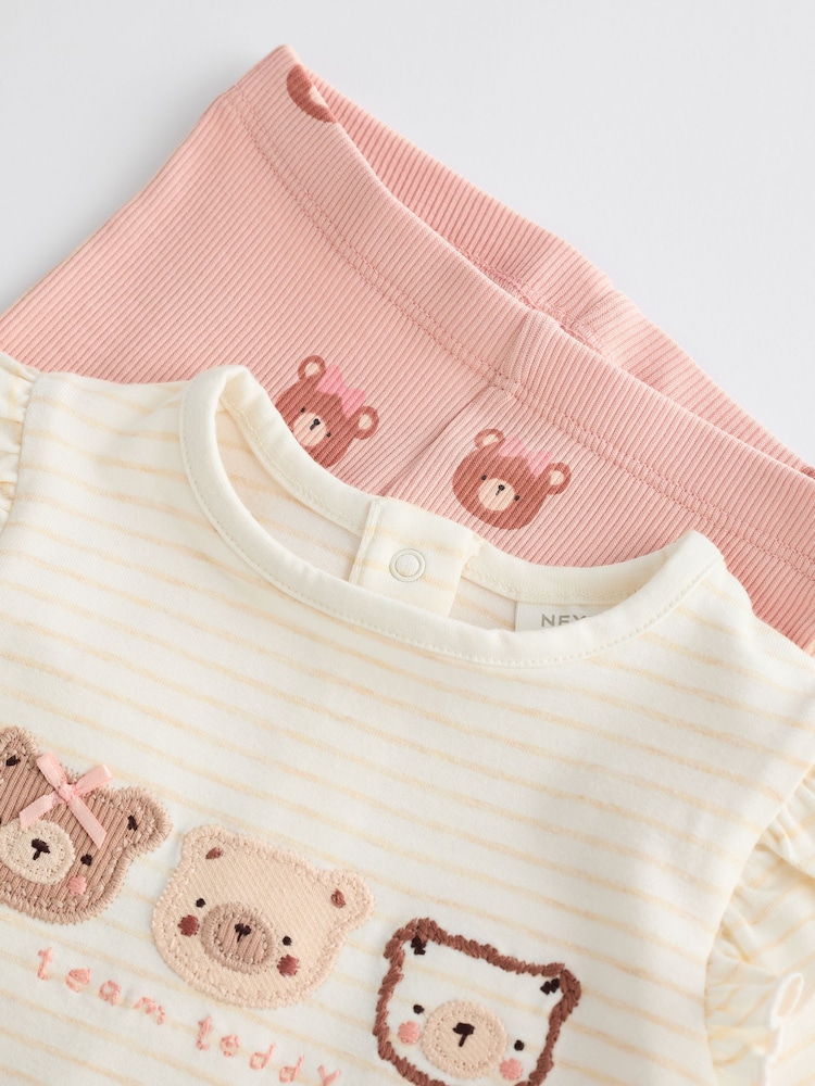 Beige Baby Long Sleeve Top And Leggings Set - Image 11 of 13