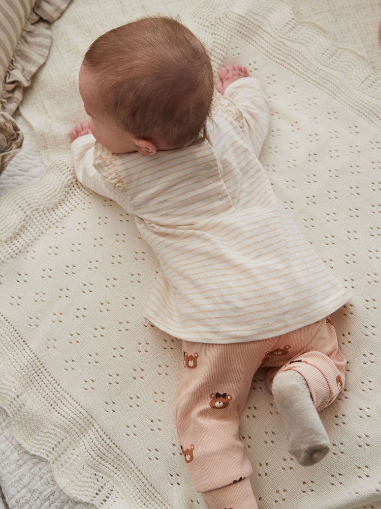 Beige Baby Long Sleeve Top And Leggings Set - Image 3 of 13