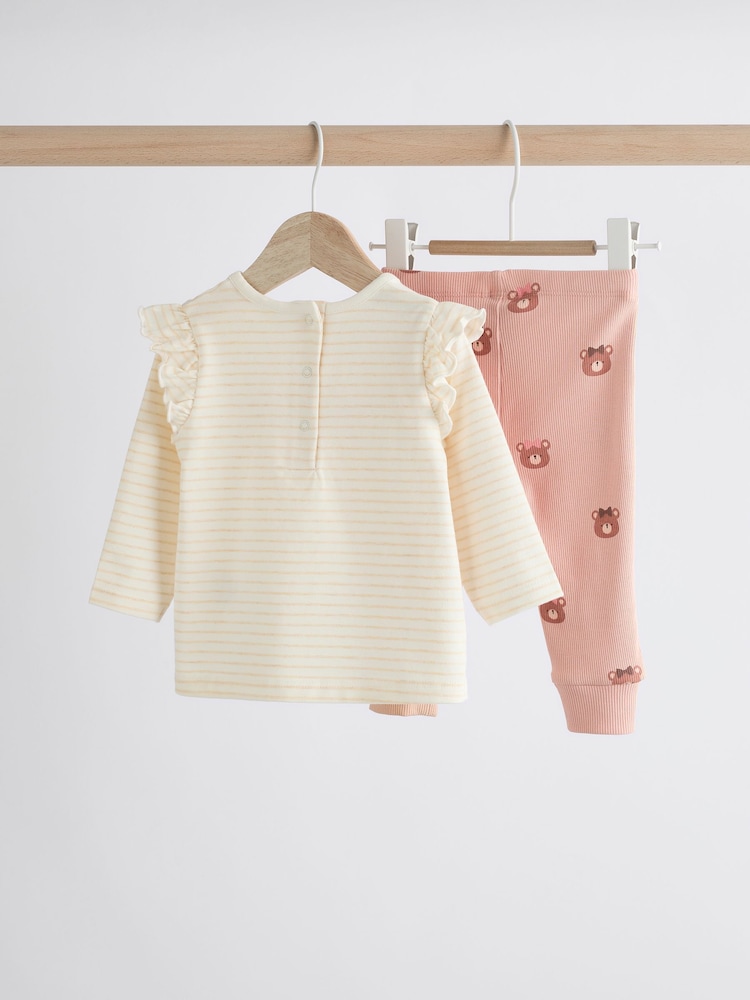 Beige Baby Long Sleeve Top And Leggings Set - Image 5 of 13