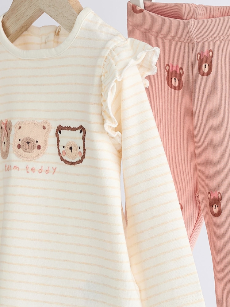Beige Baby Long Sleeve Top And Leggings Set - Image 8 of 13