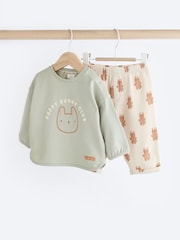Žajbljevo zelena Varsity Bunny - Otroški zgornji del z dolgimi rokavi in nogavice Set - Slika 1 iz 8