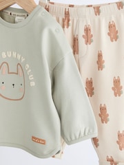 Žajbljevo zelena Varsity Bunny - Otroški zgornji del z dolgimi rokavi in nogavice Set - Slika 5 iz 8
