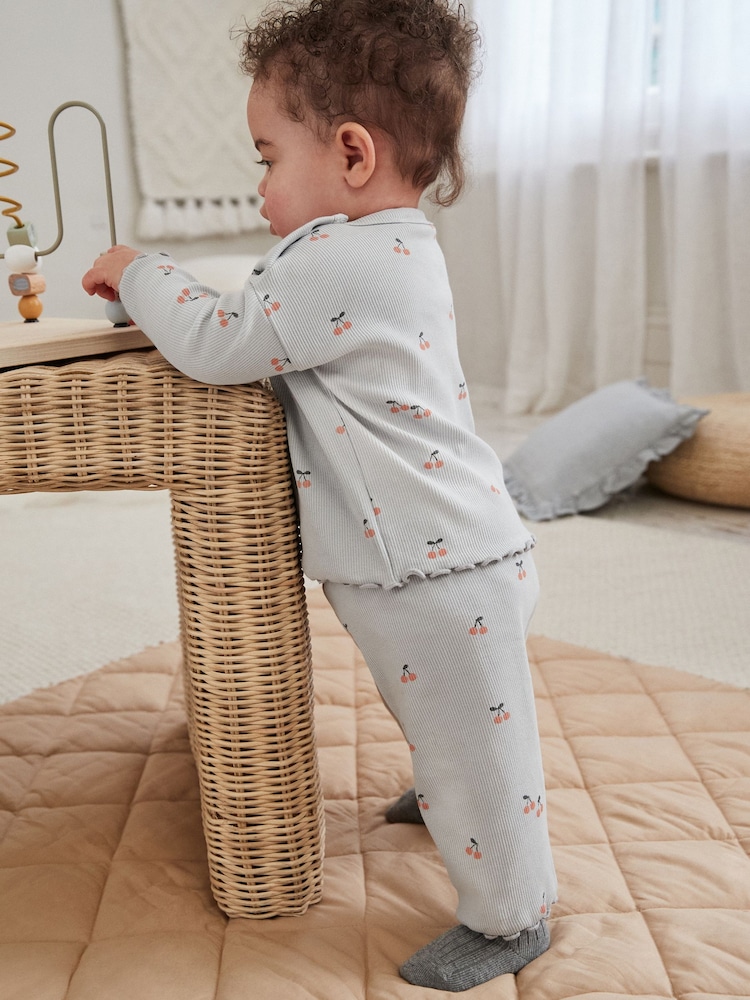 Grauer Kirschprint - Baby Top and Wide Leg Trousers 2 Piece Set (0mths-2yrs) - Bild 2 von 10