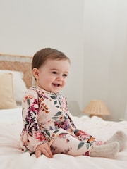Pink Floral Baby Long Sleeve Frill Top And Leggings Set - Image 1 of 14