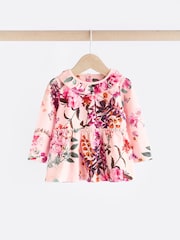 Pink Floral Baby Long Sleeve Frill Top And Leggings Set - Image 12 of 14