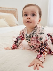 Pink Floral Baby Long Sleeve Frill Top And Leggings Set - Image 4 of 14