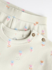 Blumenmuster, Mintgrün - Baby Top and Wide Leg Trousers 2 Piece Set (0mths-2yrs) - Bild 10 von 14
