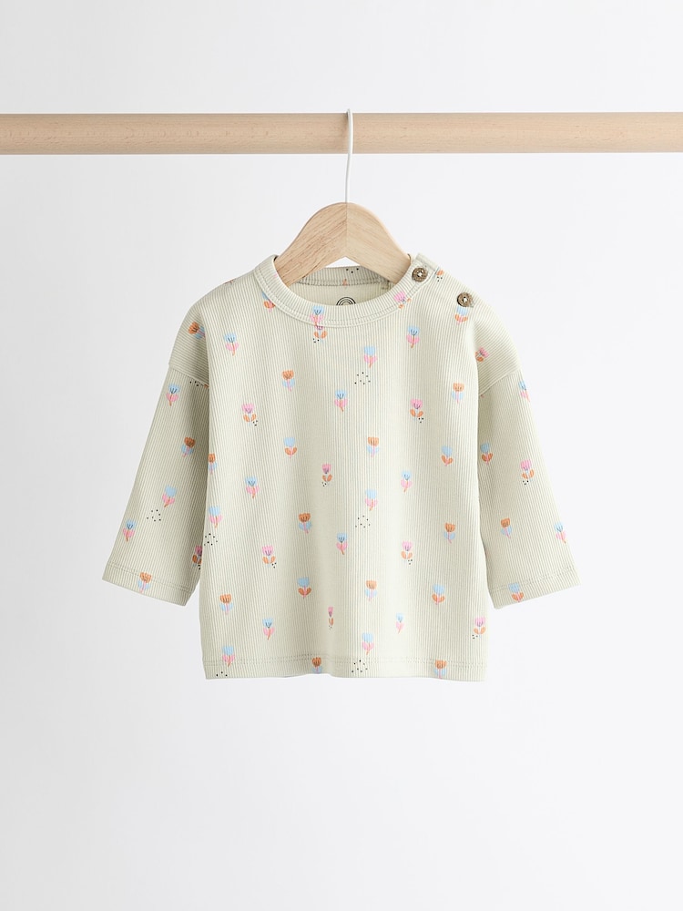 Vert menthe à fleurs - Baby Top and Wide Leg Trousers 2 Piece Set - Image 5 of 14