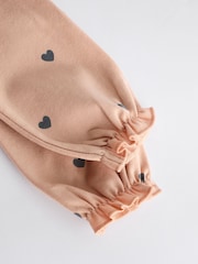 Beige Heart Print Baby Long Sleeve Frill Top And Leggings Set - Image 13 of 14