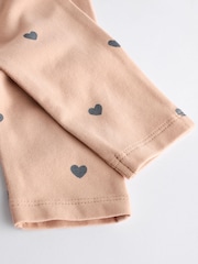 Beige Heart Print Baby Long Sleeve Frill Top And Leggings Set - Image 14 of 14