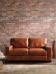 Barker and Stonehouse Rust Brown Lorenza Leather 2 Seater Loveseat Sofa - Image 1 of 7