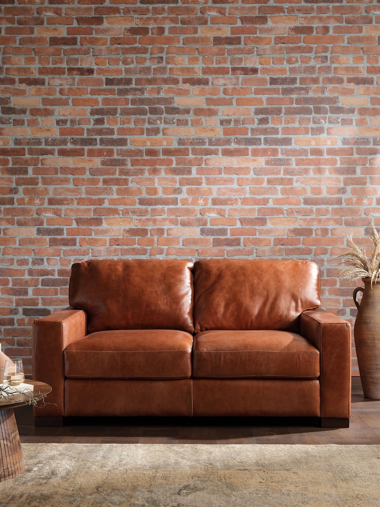 Barker and Stonehouse Rust Brown Lorenza Leather 2 Seater Loveseat Sofa - Image 1 of 7