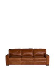 Barker and Stonehouse Rust Brown Lorenza Leather 3 Seater Sofa - Image 2 of 7