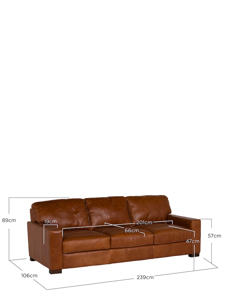 Barker and Stonehouse Rust Brown Lorenza Leather 3 Seater Sofa - Image 7 of 7