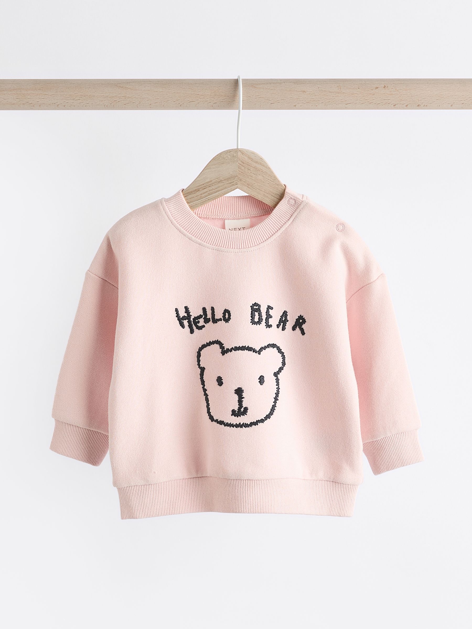 Pink Hello Bear Baby Sweatshirt and Joggers Set - Image 3 of 11