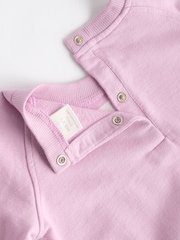 Lilac Purple Flower/ Stripe Baby 100% Cotton Sweat and Wide Leg Trousers Set - Image 12 of 13