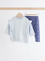 Blue Flower Cosy Baby Sweatshirt And Leggings 2 Piece Set - Image 1 of 8